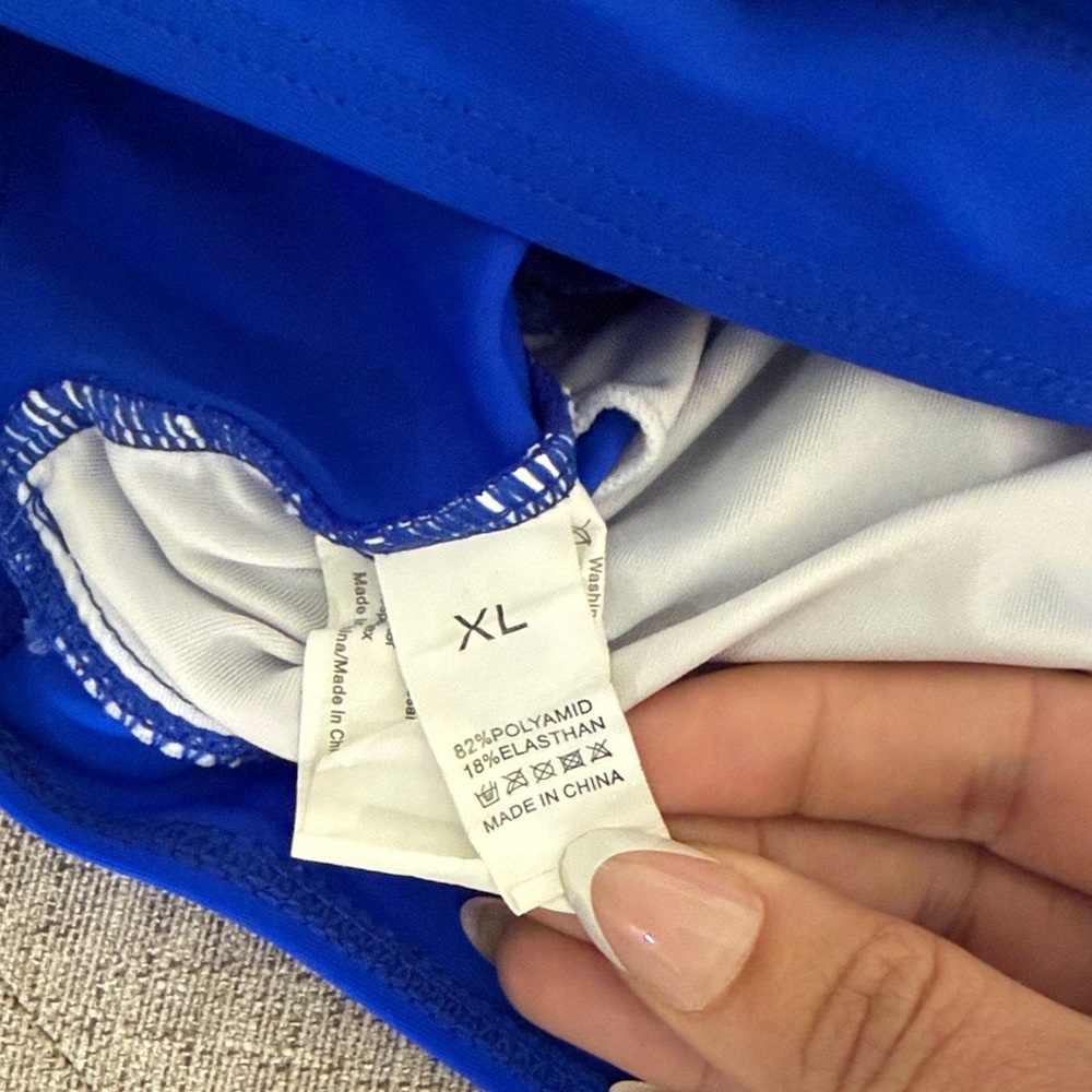 Royal Blue Ruffle Sleeve V-Neck Bikini Top - Picture 9 of 9